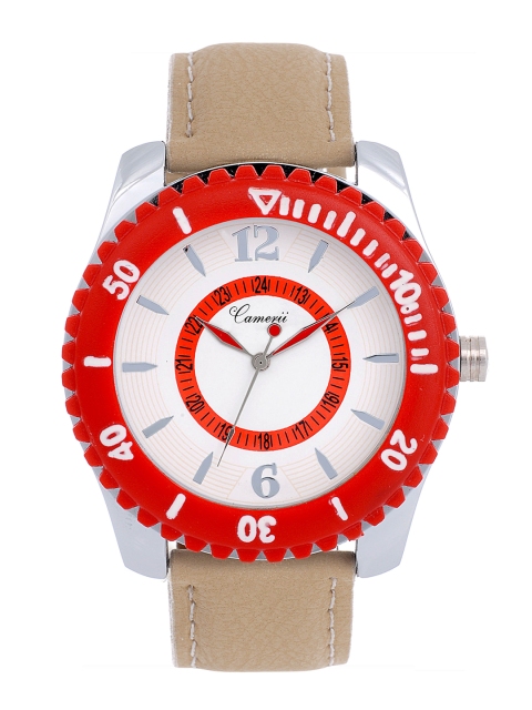 

Camerii Men Red & White Analogue Leather Watch WM165_B