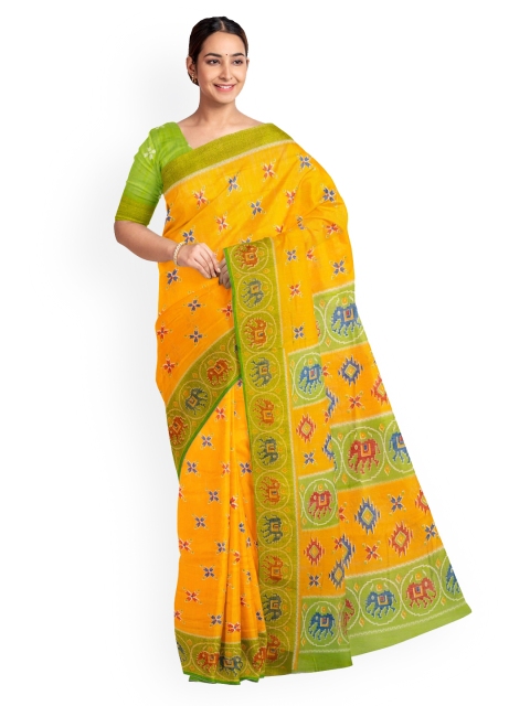 

KLM Fashion Mall Yellow & Green Art Silk Printed Saree
