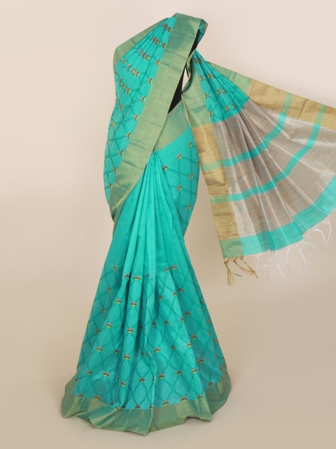 

Pothys Blue Woven Design Jute Silk Saree