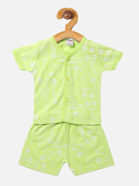 

NAUTI KIDZ Girls Green Printed Shirt with Shorts