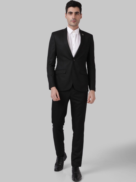 Park Avenue Men Black Solid Single-Breasted Formal Suit