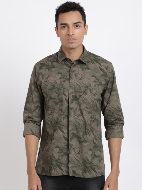 

Bene Kleed Men Olive Green & Brown Regular Fit Printed Casual Shirt