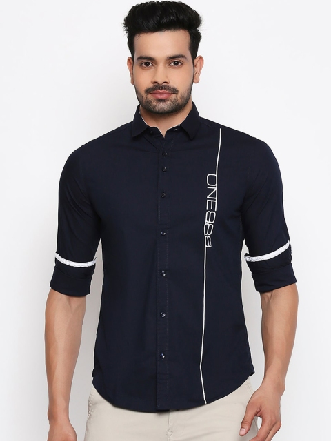 

Killer Men Navy Blue Slim Fit Solid Casual Shirt