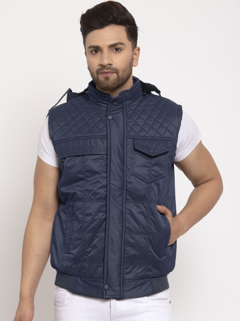 

KLOTTHE Men Blue Solid Windcheater Quilted Jacket