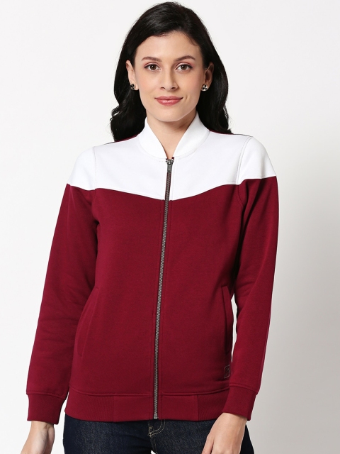 

Bewakoof Women Red & White Colourblocked Open Front Jacket