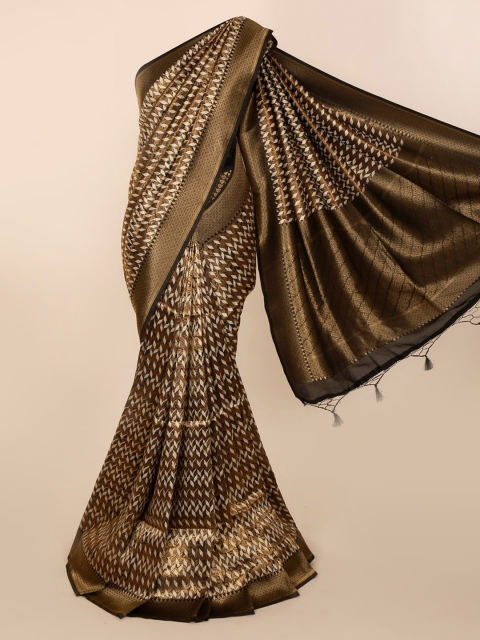 

Pothys Black & Beige Jute Silk Printed Saree