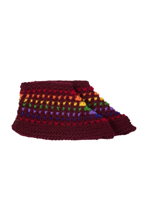 

Bodh Design Unisex Maroon & Red Patterned Hand Knitted Ankle Length Socks