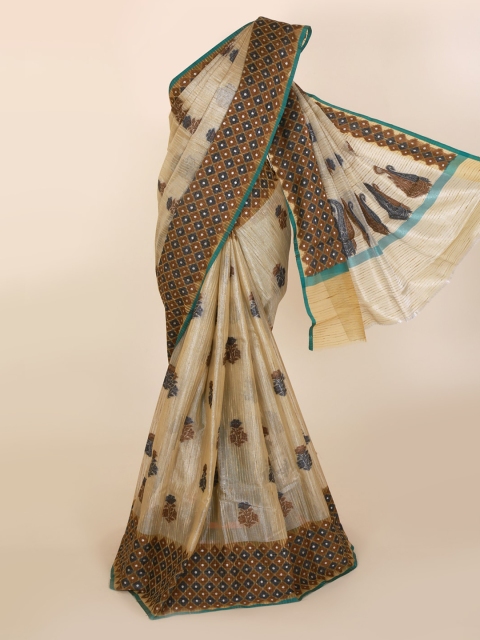

Pothys Beige Printed Cotton Blend Saree