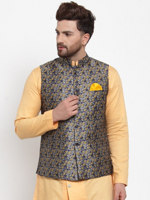 

MAXENCE Men Grey Woven Design Nehru Jacket