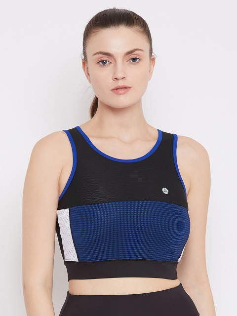 

Athleto Black & Blue Colourblocked Non-Wired Lightly Padded Workout Bra AWBT011