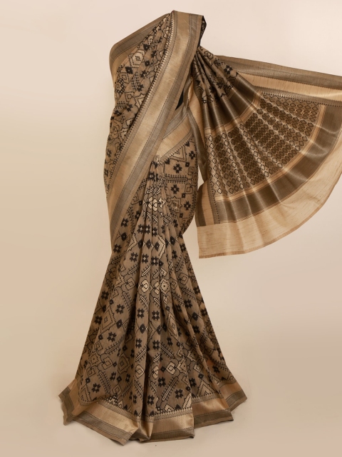 

Pothys Grey Printed Jute Silk Saree