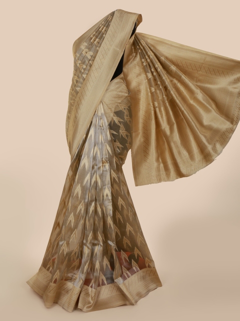 

Pothys Grey Printed Jute Silk Saree