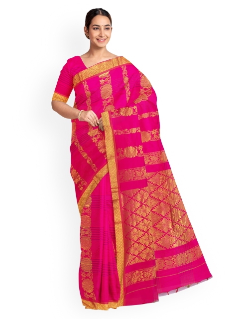 

KLM Fashion Mall Pink Woven Design Silk Blend Saree