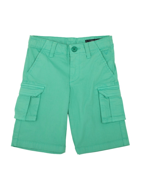 

Allen Solly Junior Boys Green Solid Regular Fit Cargo Shorts