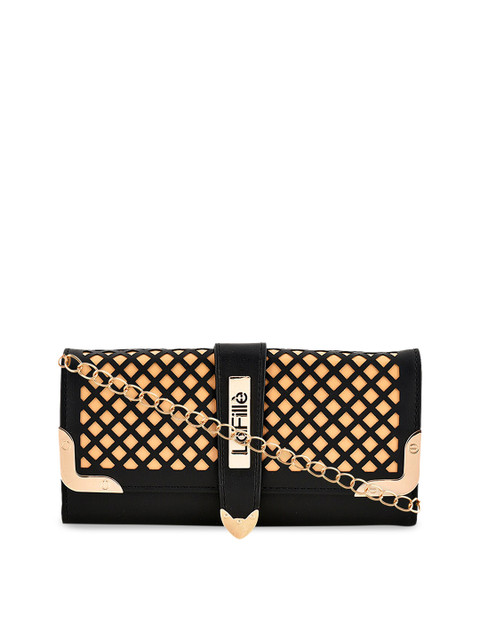 

LaFille Women Black & Pink Printed Three Fold Wallet