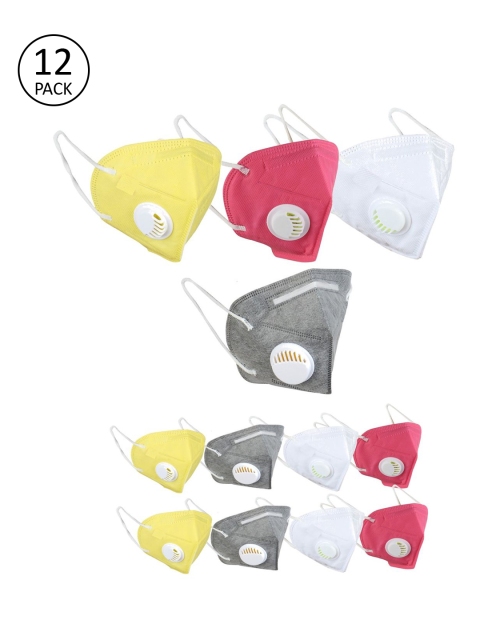 

OOMPH Unisex Pack Of 12 5-Ply Reusable Anti-Pollution KN95 Masks, White