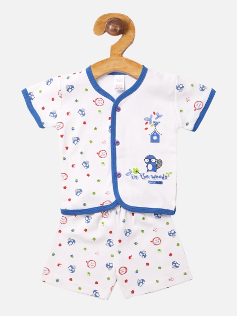 

NAUTI KIDZ Girls Blue & White Printed T-shirt with Shorts