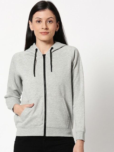 

Bewakoof Women Grey Solid Hooded Sweatshirt