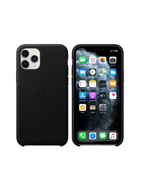 

TREEMODA Unisex Solid iPhone 11 PRO MAX Black Leather Mobile Case