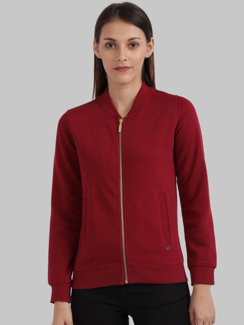 

Parx Women Maroon Solid Front-Open Sweatshirt