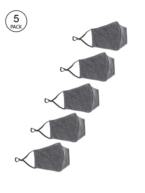 

Clovia Pack of 5 Grey Solid 3-Ply Reusable Duckbill Fit Face Masks