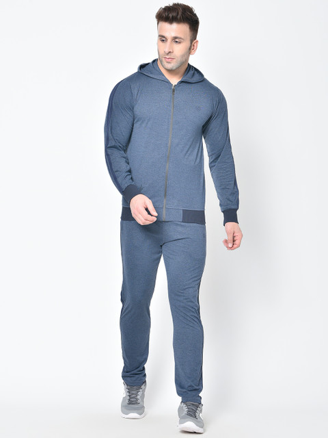 

Chkokko Men Blue Solid Tracksuit