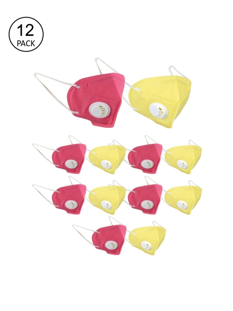 

OOMPH Unisex Pack Of 12 5-Ply Reusable Anti-Pollution KN95 Masks, Yellow