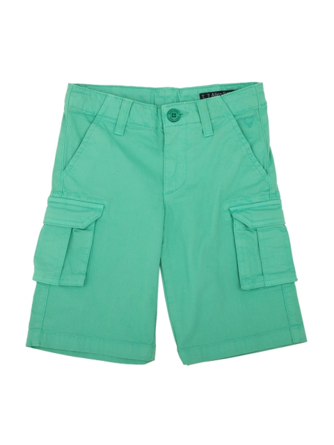 

Allen Solly Junior Boys Green Solid Regular Fit Cargo Shorts