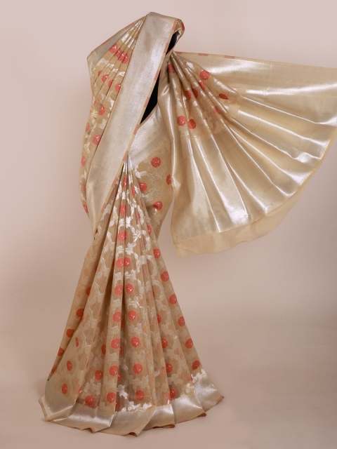 

Pothys Cream-Coloured Woven Design Jute Silk Saree