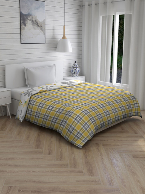 

Layers Yellow & White Checked AC Room 150 GSM Single Bed Comforter