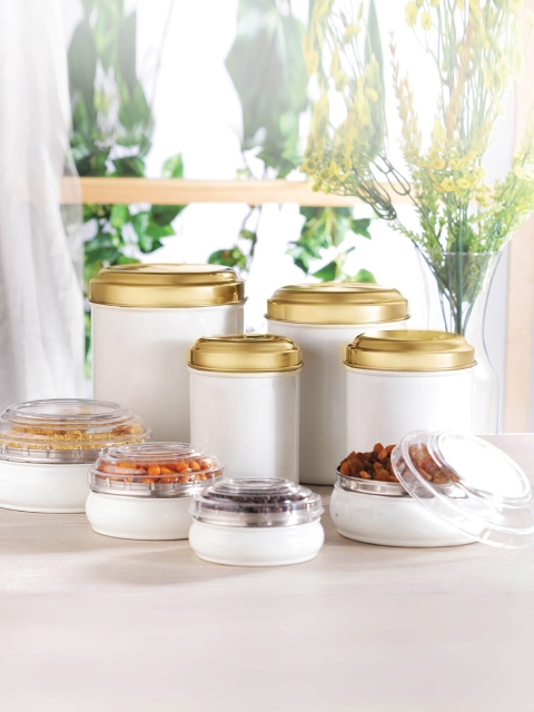 

Jensons Set Of 24 White Stainless Steel Progetto Series Canisters & Storage Box