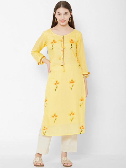 

Os Women Yellow & White Printed Kurta with Palazzos
