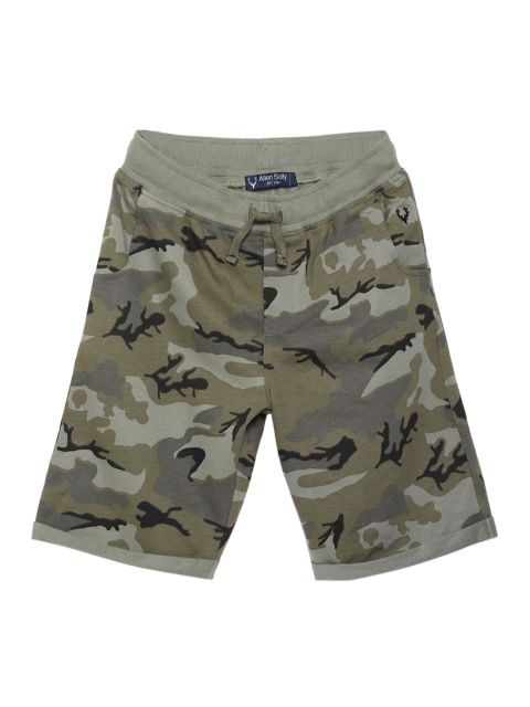 

Allen Solly Junior Boys Olive Green Printed Cotton Regular Shorts