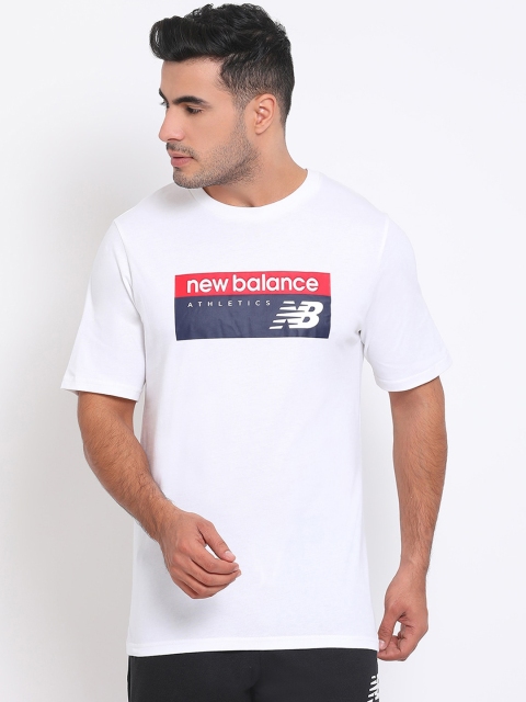 

New Balance Men White Printed Round Neck Cotton T-shirt