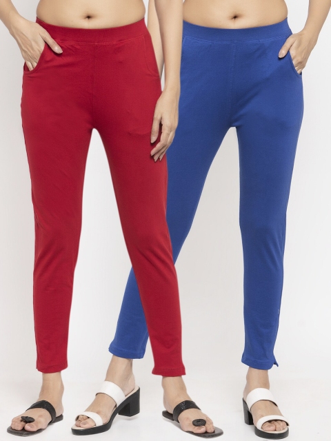 

NEUDIS Women Pack of 2 Solid Ankle-Length Leggings, Blue