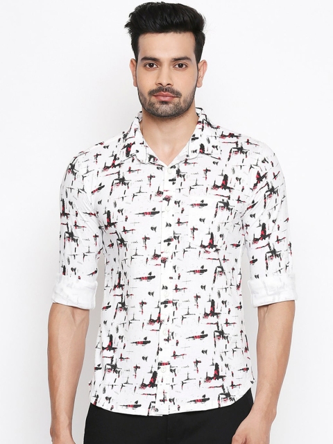 

Integriti Men White & Black Slim Fit Printed Cotton Casual Shirt