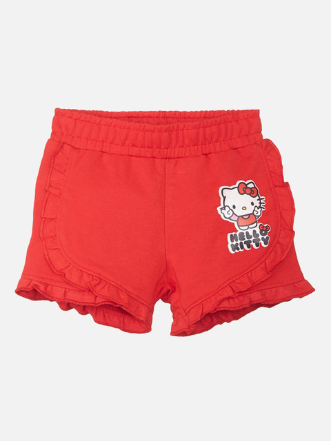 

Kids Ville Hello Kitty Featured Red Printed Slim Fit Regular Shorts For Girls