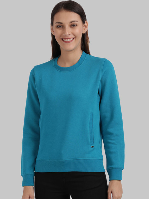 

Parx Women Turquoise Blue Solid Pullover Sweatshirt