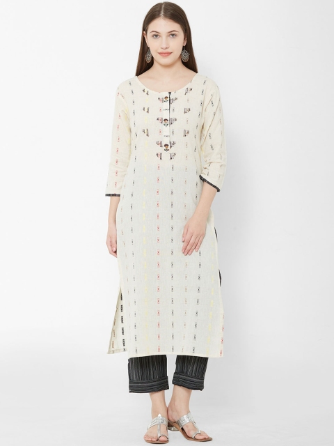 

Os Women Off-White & Black Embroidered Kurta with Trousers