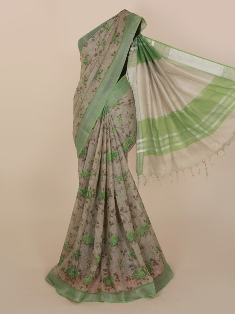 

Pothys Grey Printed Linen Blend Saree