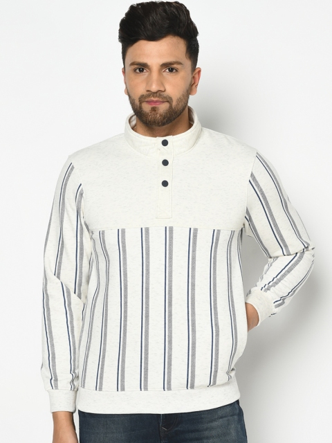 

Octave Men White Striped Sweatshirt