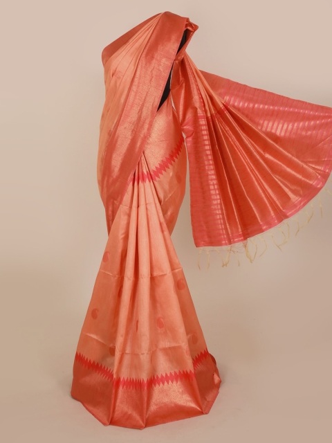

Pothys Peach-Coloured Woven Design Jute Silk Saree