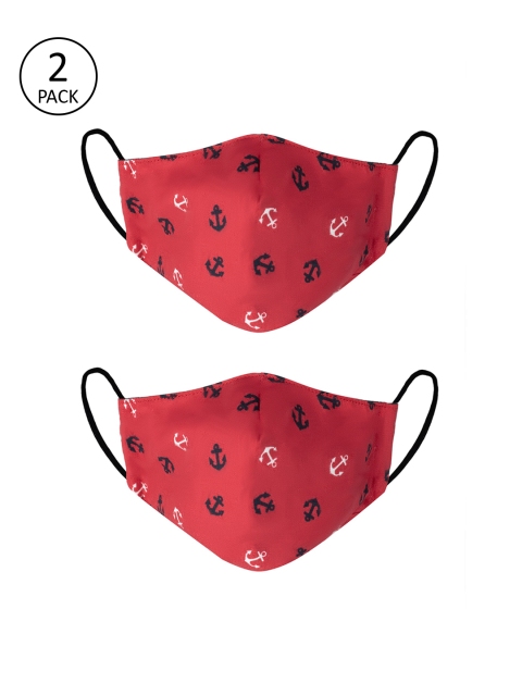 

VEA Kids Pack of 2 Red & Black Printed 3-Ply Reusable Cloth Masks