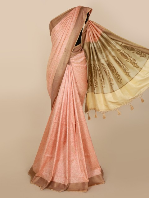 

Pothys Pink Printed Jute Silk Saree