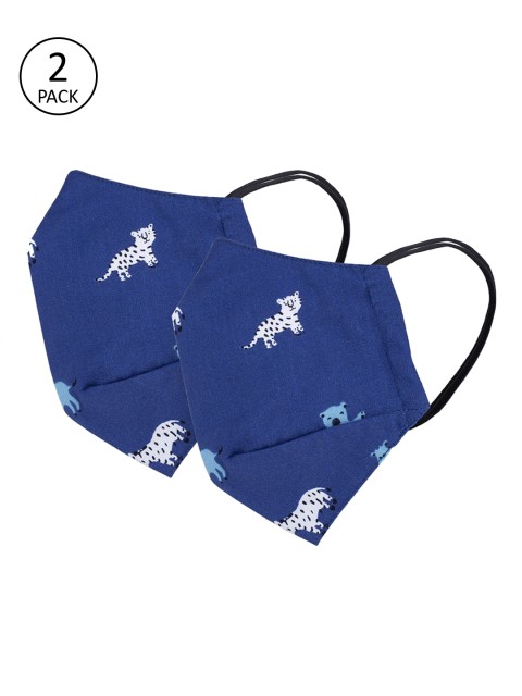 

VEA Kids Pack Of 2 Printed 3-Ply Reusable Face Masks, Navy blue