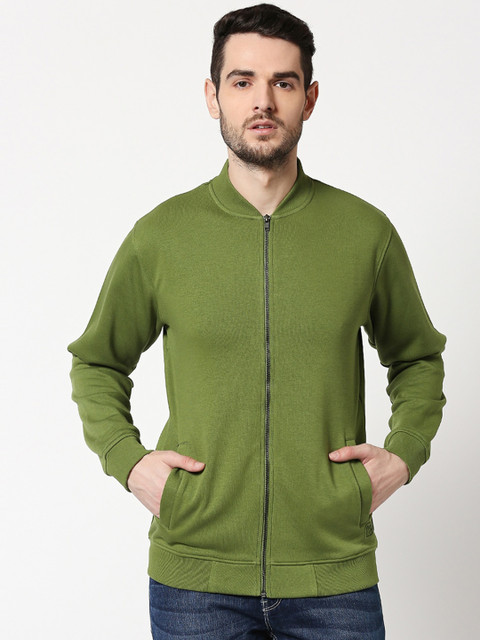 

Bewakoof Men Green Solid Open Front Jacket