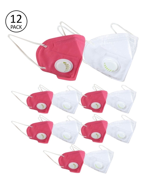 

OOMPH Unisex Pack of 12 5-Ply Reusable Anti-Pollution KN95 Masks, White