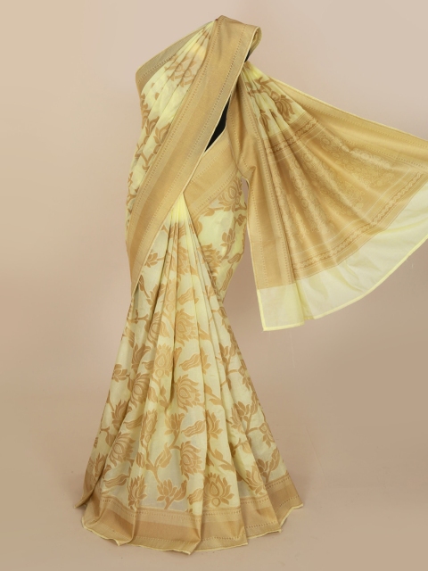 

Pothys Cream-Coloured Printed Jute Silk Saree
