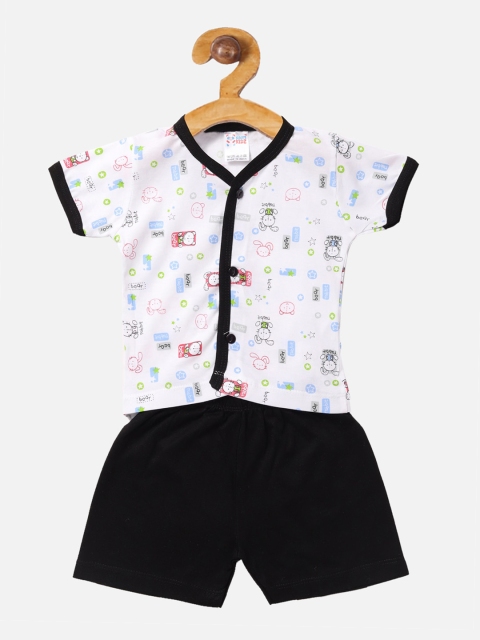 

NAUTI KIDZ Girls Black & Off-White Printed T-shirt with Shorts