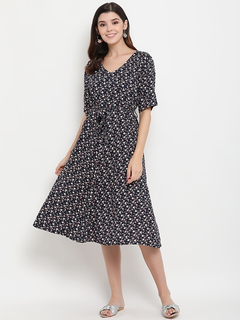 

THREAD MUSTER Women Multicoloured Floral Print Fit and Flare Dress, Multi